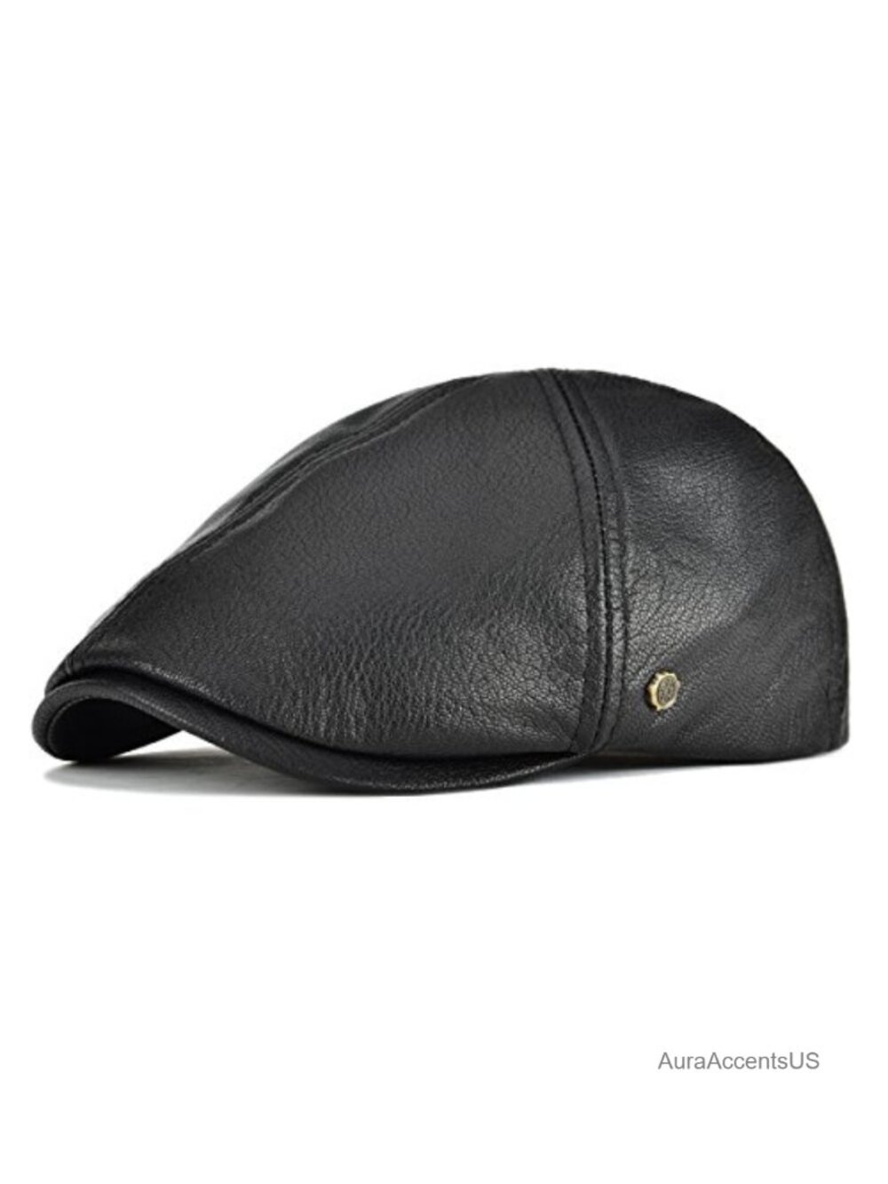 100% Leather Ivy Newsboy Cap 6 Panel Cabbie Beret Hat